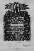 Dyplom przyjęcia do Sodalicji Mariańskiej w Chojnicach z 1947 r.