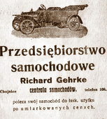 Reklama prasowa firmy Richarda Gehrke.