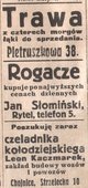 Ogłoszenia drobne z okresu prasy międzywojennej.