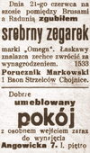 Jedno z wielu ogloszeń zamieszczanych w prasie. 