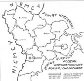Mapa powiatu chojnickiego w latach 1920 – 39.