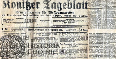 Konitzer Tageblatt zamieścił notatkę z pożegnania ks. Pronobisa w 1922 r.