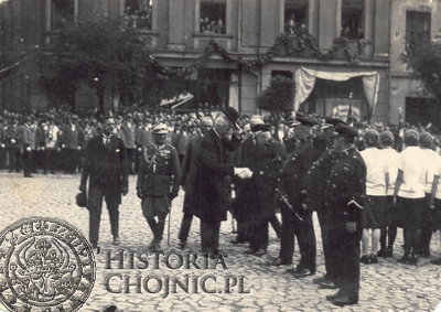 Powitanie Prezydenta Mościckiego na rynku w Chojnicach. 1924 r.